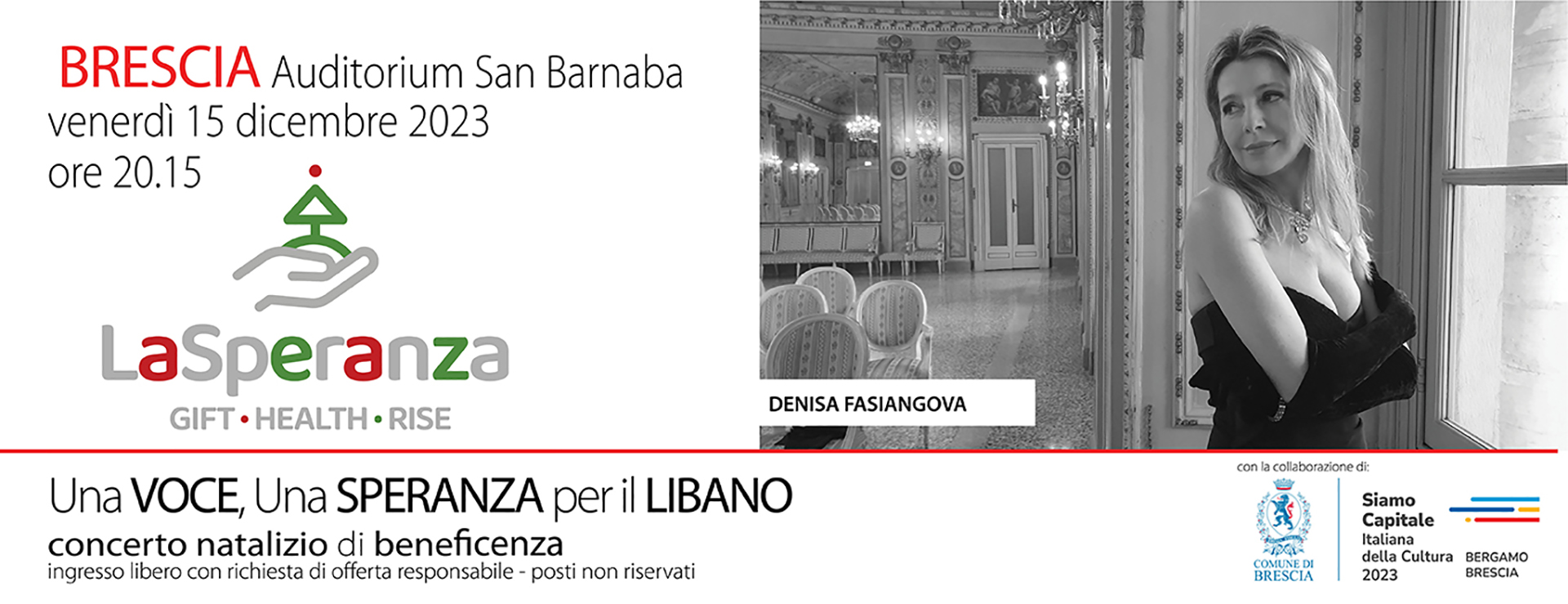 Una Voce, Una Speranza per il Libano. Concerto natalizio di beneficenza con il soprano Denisa Fasiangova